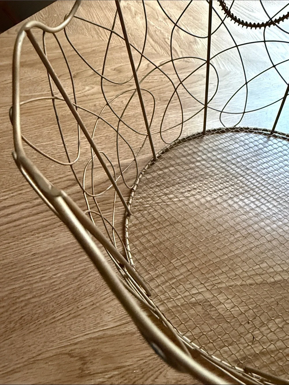 Decorative Gold Wire Basket - Stylish Home Accent. 12x12x6 1/2”. Vintage.
